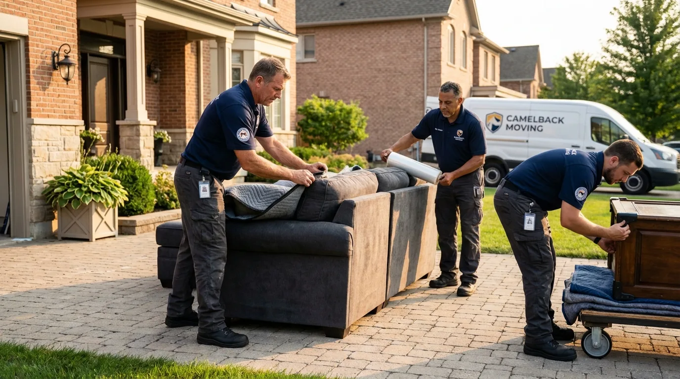 Large estate moving crew wrapping furniture in Mechanic Falls, ME